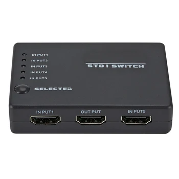 

Video Selector HD 5 Input 1 Output Switch Box Video Signal Switcher 1080P Resolution Supported