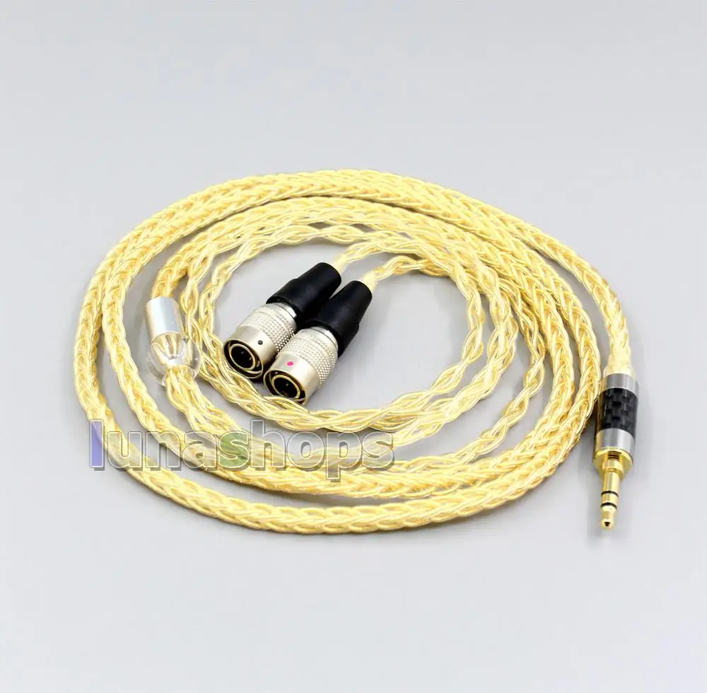 

LN006484 2.5mm 4.4mm 8 Cores 99.99% Pure Silver + Gold Plated Earphone Cable For Mr Speakers Ether Alpha Dog Prime Headphone