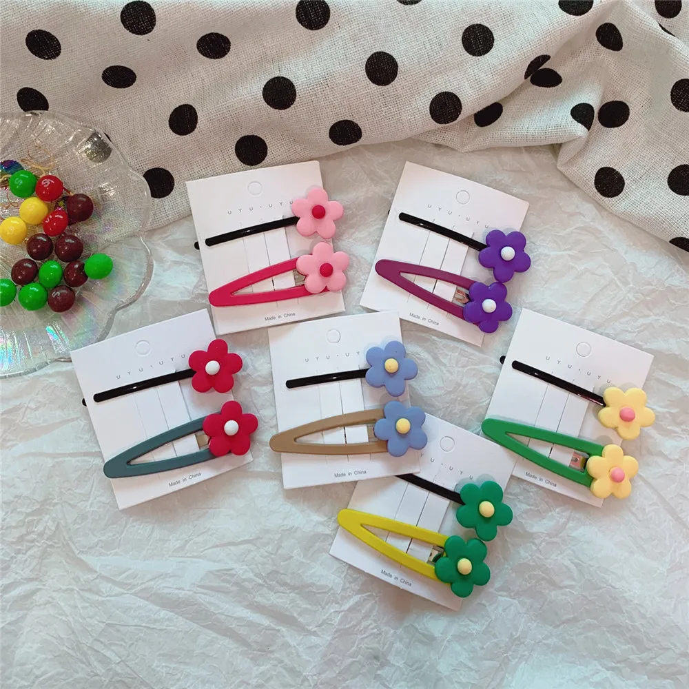 2/5/10 Pcs/Set Cute Cartoon Hair Clips avocado green flower hairpin hair ring set girl Barrettes Headband Kids Hair Accessories