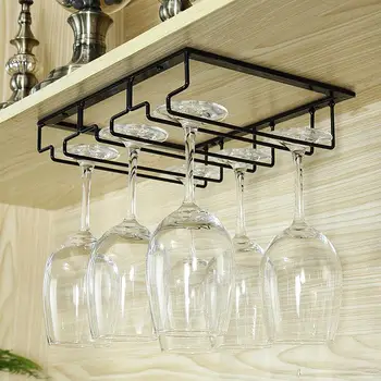 

2/3/4 Slot Kitchen Cabinet Metal Hanging Wine Champagne Glass Cups Holder Storage Organizer Goblet Shelf Rack Bar Kitchen Tools