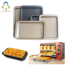 1 pc retangular não-vara pão bolo bandeja de cozimento bandeja de cozimento forno retangular preto bandeja de cozimento diy para cozinha zxh