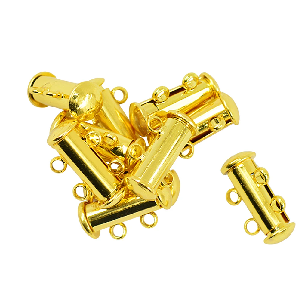 20 Pack Multi 2 Strand and 4 Strands Slide Lock Clasps, Golden Plated Brass Magnetic Clasps for Jewelry Findings Making