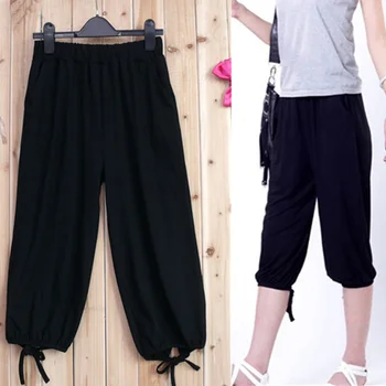 

Fashion High Waisted Harem Pants Summer Casual Women Leggings Cropped Pants Women Solid Black Plus Size Ladies Capris Leggings