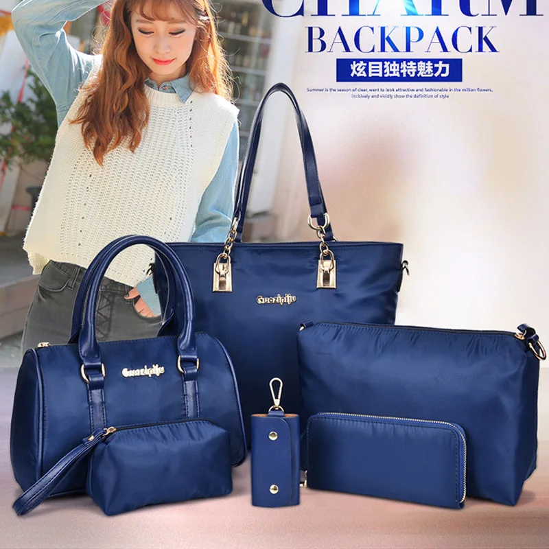 

Nylon Oxford Cloth Six Pieces Set WOMEN'S Bag Waterproof Different Size Bags One-Shoulder Oblique WOMEN'S Bag