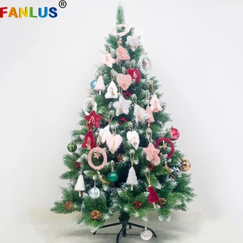 

5pcs/Set Merry Christmas Wood Wool Ornaments Decoration Tree Top Decoorations White Star Decor Xmas Party Favors New Year Gift