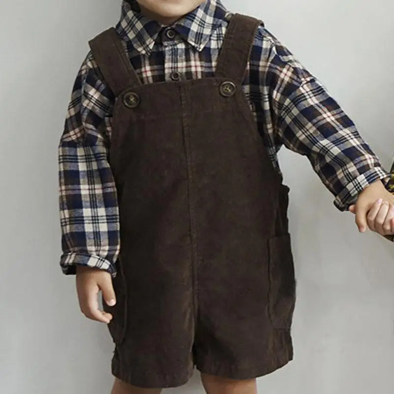 Goelsakurara Newborn Baby Girl Boy Casual Corduroy Overall Solid Suspender Dress Bib Pants with Pockets Fall Winter Clothes 