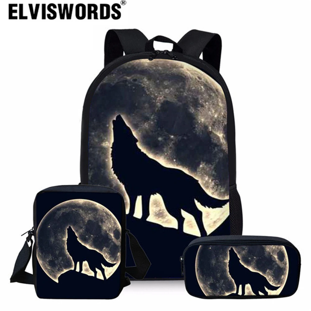 ELVISWORDS 3 шт./компл., погоди!» для мальчиков школьная Для женщин детский школьный детский Ранец Для женщин сумки через плечо для путешествий Студенты Рюкзак Moclila