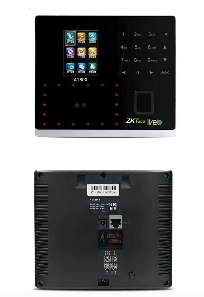 ZK UF560 – Identification par empreinte digitale faciale, temps de présence et Terminal de contrôle d'accès Simple, reconnaissance faciale à écran tactile 2.8 pouces