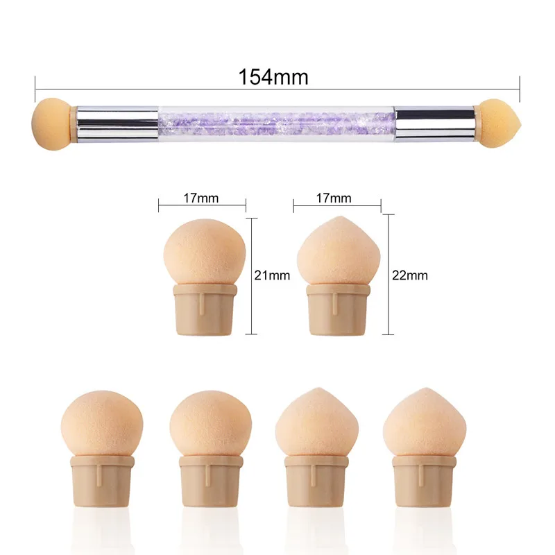 Sponge Heads Brush Sharp Round Replaceable Powder Brush Shade Gradient Pen Nail Art Tool UV Gel Polish New Design for Manicure