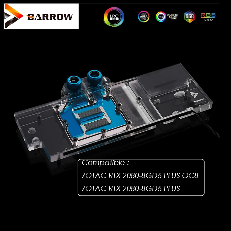 Барроу GPU водяного охлаждения блок для ZOTAC RTX 2080 8GD6 PLUS OC кулер для видеокарты полное покрытие rbw свет BS-ZOP2080-PA