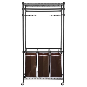 

Heavy-Duty Sorting Hamper Commercial Grade Clothes Rack With Four Wheels High Quantity Metal Bedroom Coat Shirt Hanging Rack