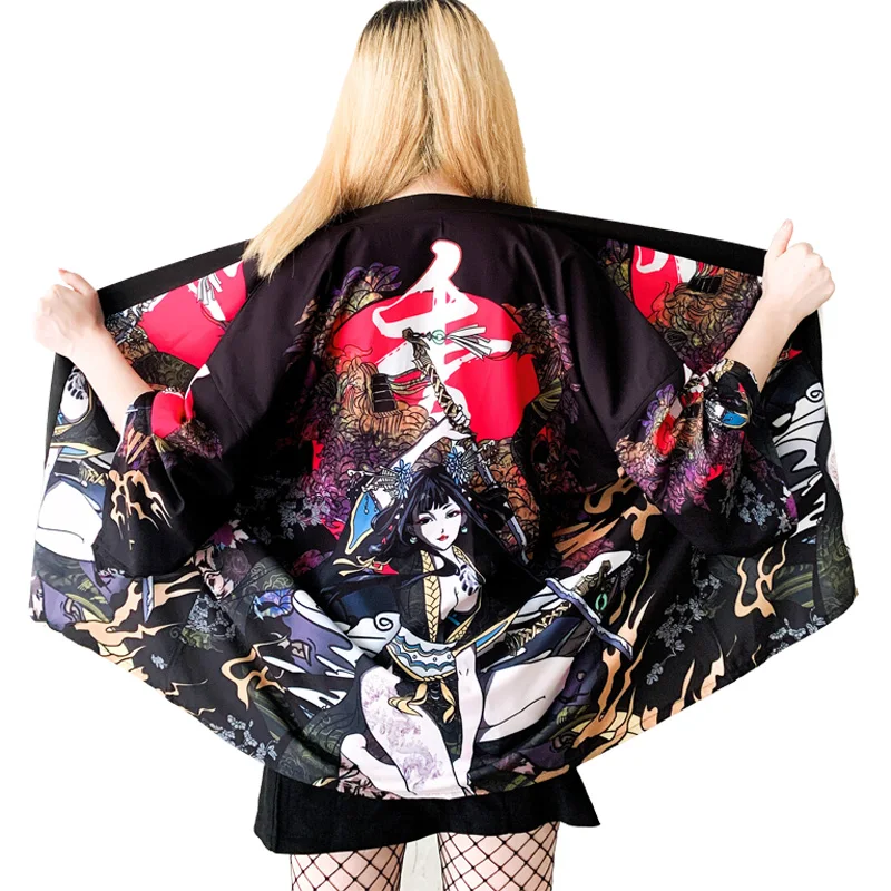 Japanese Kimono Women Yukata Chinese Kimono Cosplay Geisha Haori Obi Japanese Streetwear Clothing Harajuku Shirt