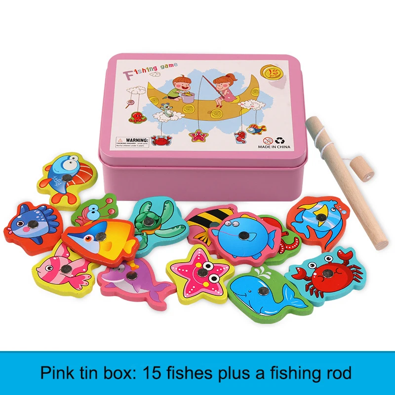 Развивающие 15 шт. деревянные магнитные рыбки набор морских обитателей Когнитивная игрушка родитель-ребенок Раннее детство образование в коробке игрушка подарок ребенку - Цвет: A