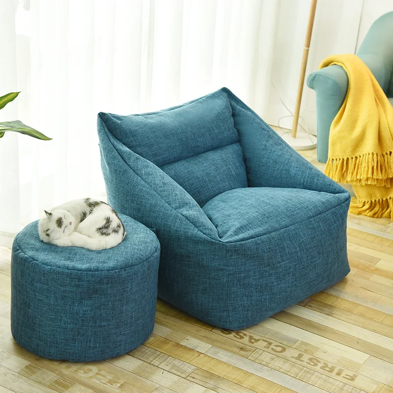 Ленивое Кресло-мешок небольшой диван мебель с простой гостиной, татами рекреационной ткани - Цвет: BULE