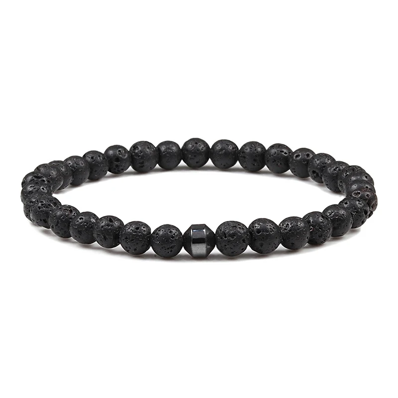 6mm Black Lava Для мужчин натуральный камень браслет энергетический гематит цилиндр черный диффузор из вулканической лавы 6/8 мм бусины Браслеты для Для Женщин Йога прядь ювелирных изделий - Окраска металла: 6mm Black Lava