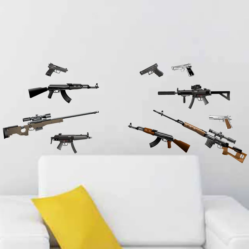 3D Наклейка на стену пистолета s AK DIY Настенная для декора виниловая настенная