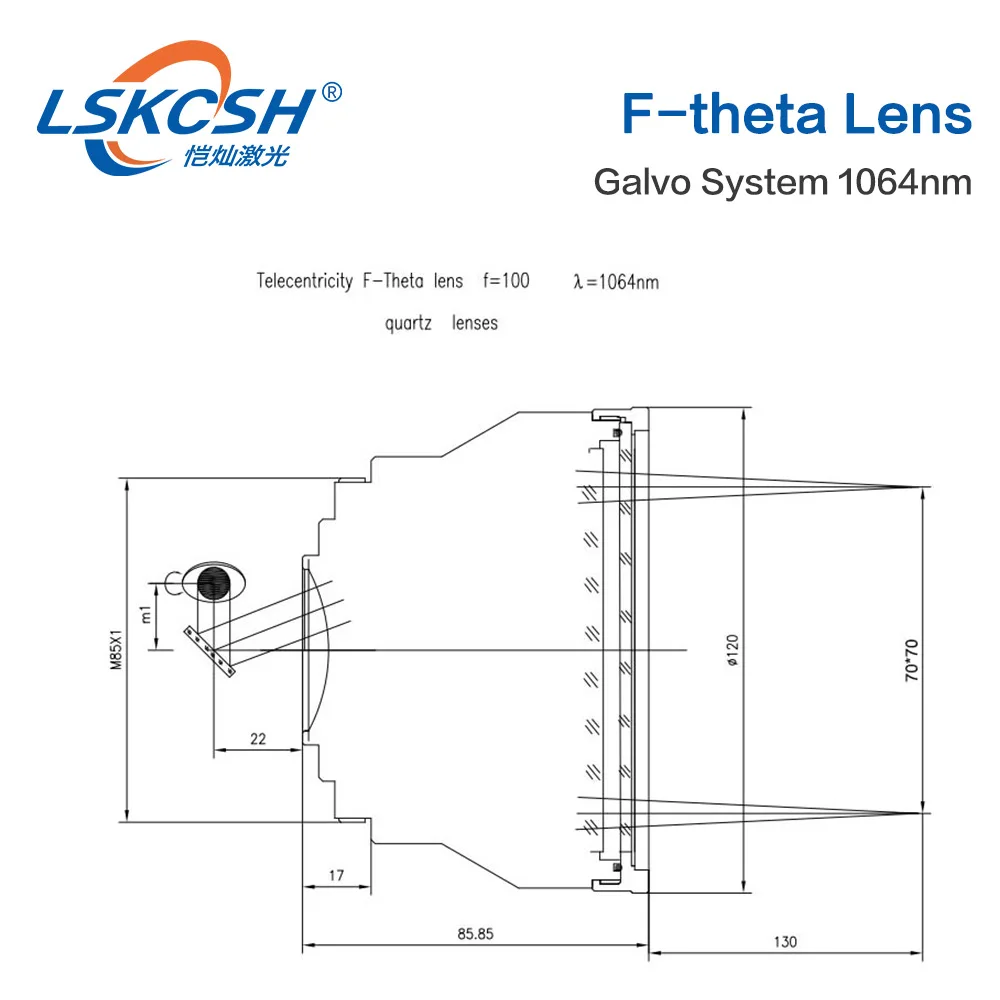 LSKCSH F-theta сканирующая линза полевой объектив 1064nm 50x50-300x300 F63-420mm для 1064nm YAG волоконно-оптическая лазерная маркировочная машина запчасти