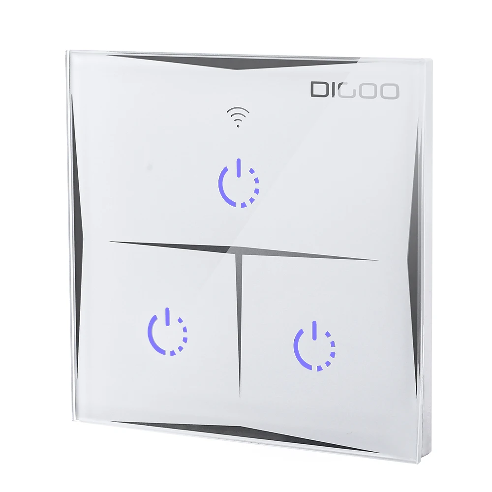 DIGOO DG-S601 3 банды стеклянная панель Пульт дистанционного управления Лер умный настенный Wi-Fi адаптер управления 1800 Вт AC100V-240V работать с Amazon Alexa
