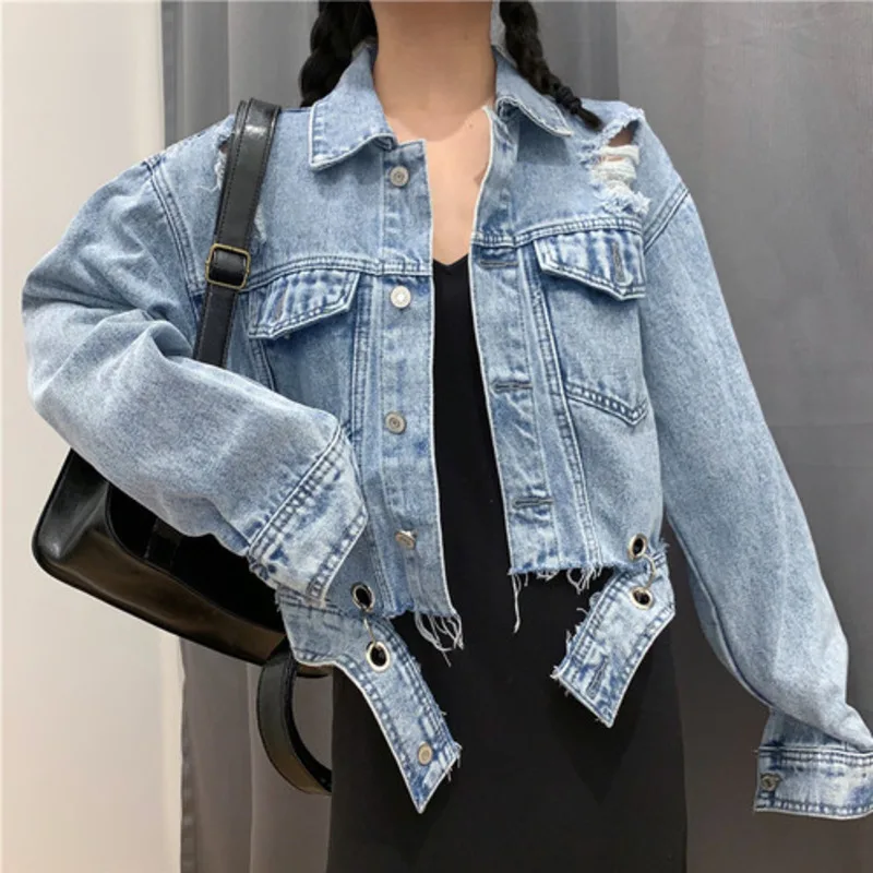 Осеннее короткое свободное Ковбойское пальто для женщин, Chaqueta Mujer Befree Vadim Harajuku, куртки BTS