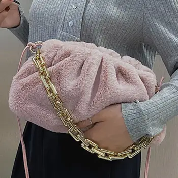 

Thick Chain Armpit bag 2020 Winter New High-quality Soft Plush Women's Designer Handbag High capacity Shoulder Messenger Bag