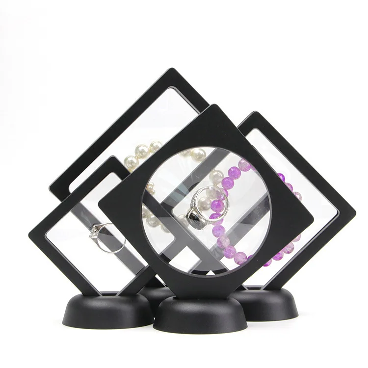 Модные АБС Чехлы дисплей s квадратный 3D альбомы плавающая рамка держатель Черный Белый Монета коробка для ювелирных изделий шоу чехол для свадьбы