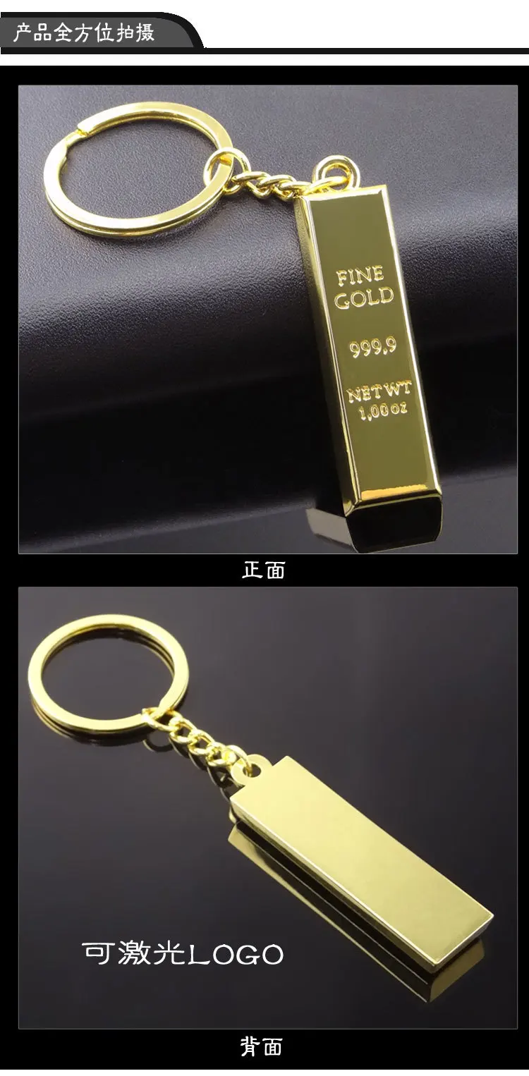 Alloy Gold BRICS Gold Bars Keychain Jewelry Bank Small Gifts Manufacturers Wholesale Creative Stereo Small Pendant