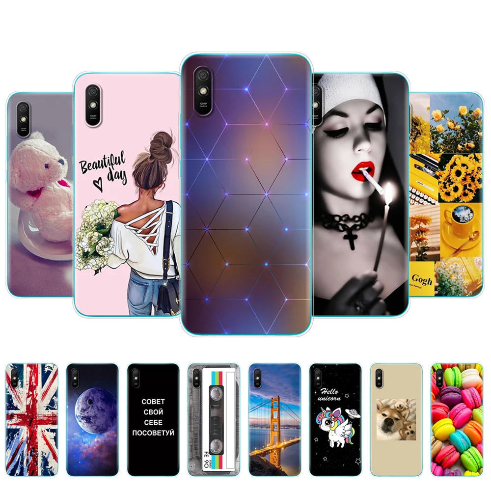 For xiaomi redmi 9A Case Painted Silicon Soft TPU Back Phone Cover For