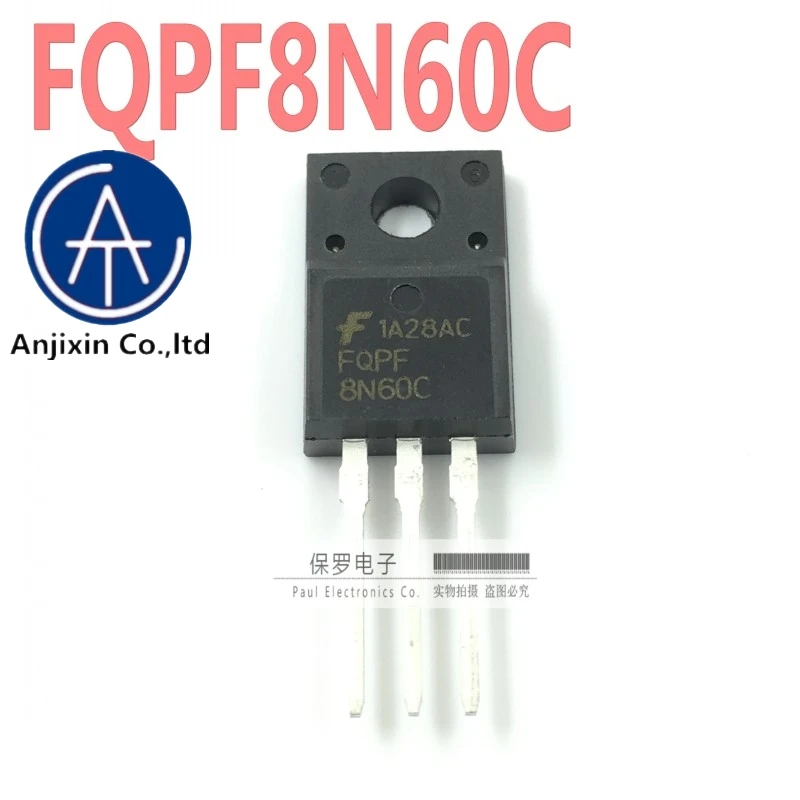 

10 шт., 100% оригинальный и новый МОП-транзистор FQPF8N60C 8N60C TO-220F 8A/600 В, в наличии