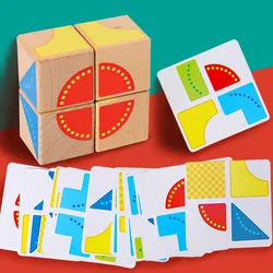 Crianças forma e cor cognição divertido quebra cabeça espaço pensar bloco de construção de madeira brinquedos montessori aprendizagem brinquedos para crianças