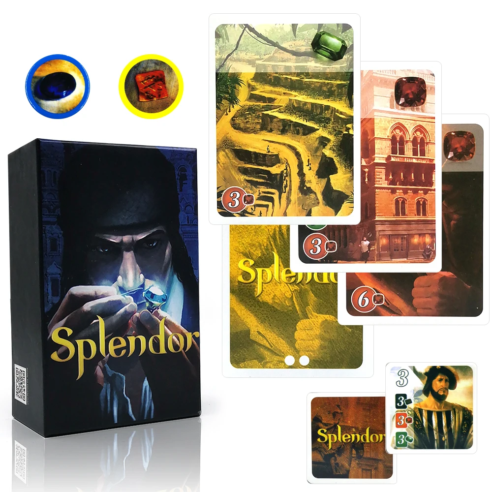 Board-Game Entertainment Splendor Training Playing Spanish English Adult Kids Financing