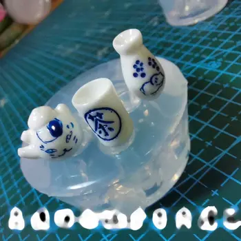 

3D Tea Set Silicone Resin Molds DIY Mini Teapot Teacup Mould Tea Party Tools