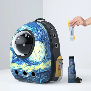 

Cute Cartoon Print Lightweight Transparent Bubble Window Pet Carrier Backpack Multifunctional Carring Bag for Cats Dogs