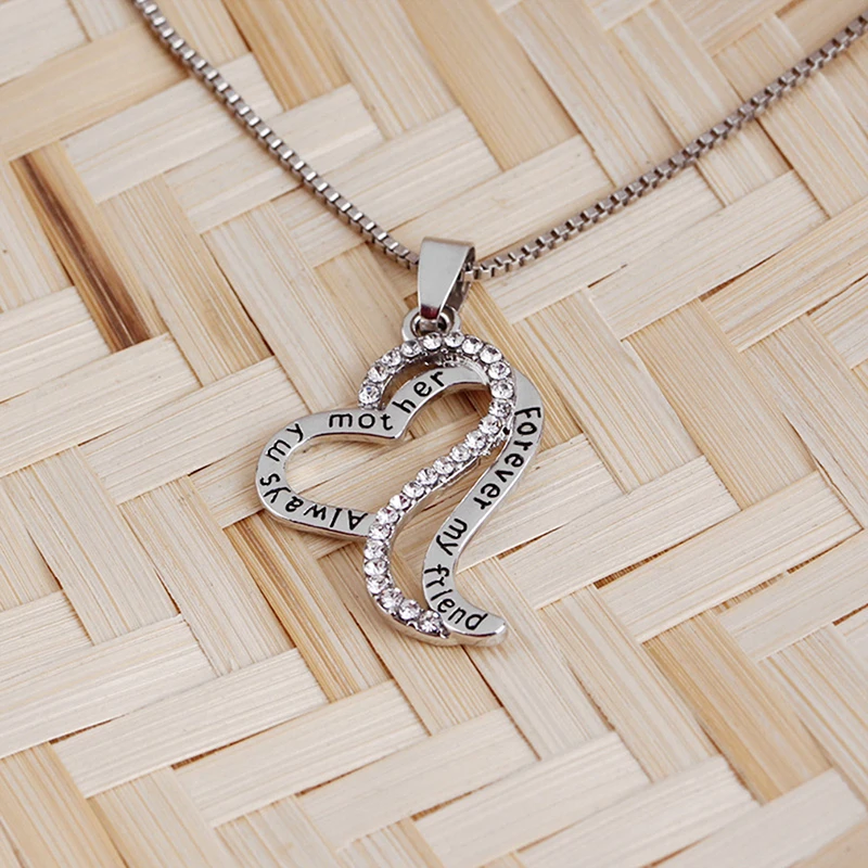 

Letters "Always My Mother Forever My Friend" Love Heart Pendant Necklace For Woman Mothers Day Gift Fashion Jewelry Present