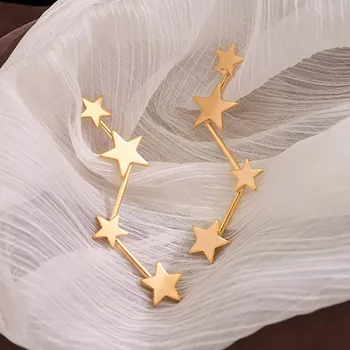 

European & American Zigzag Line Design Star Earring for Women Smooth Personality Simple Dipper Earrings Women Party Jewelry Gift