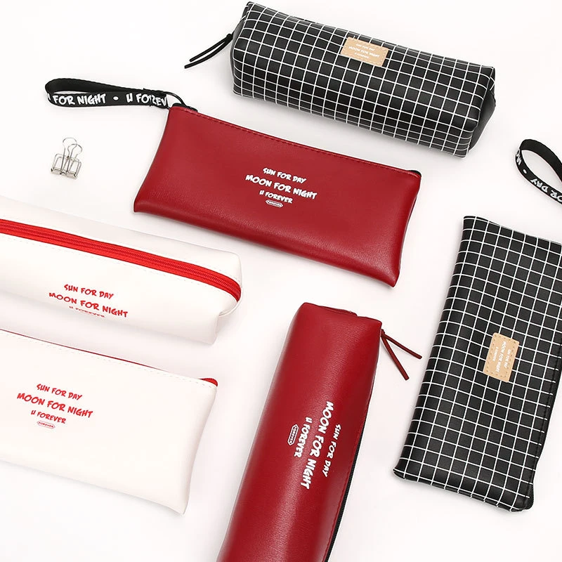 Чехол-карандаш, кожаный, школьный, розовый, черный, trousse scolaire stylo kawaii, чехол, корейский, estuche escolar kalem kutusu