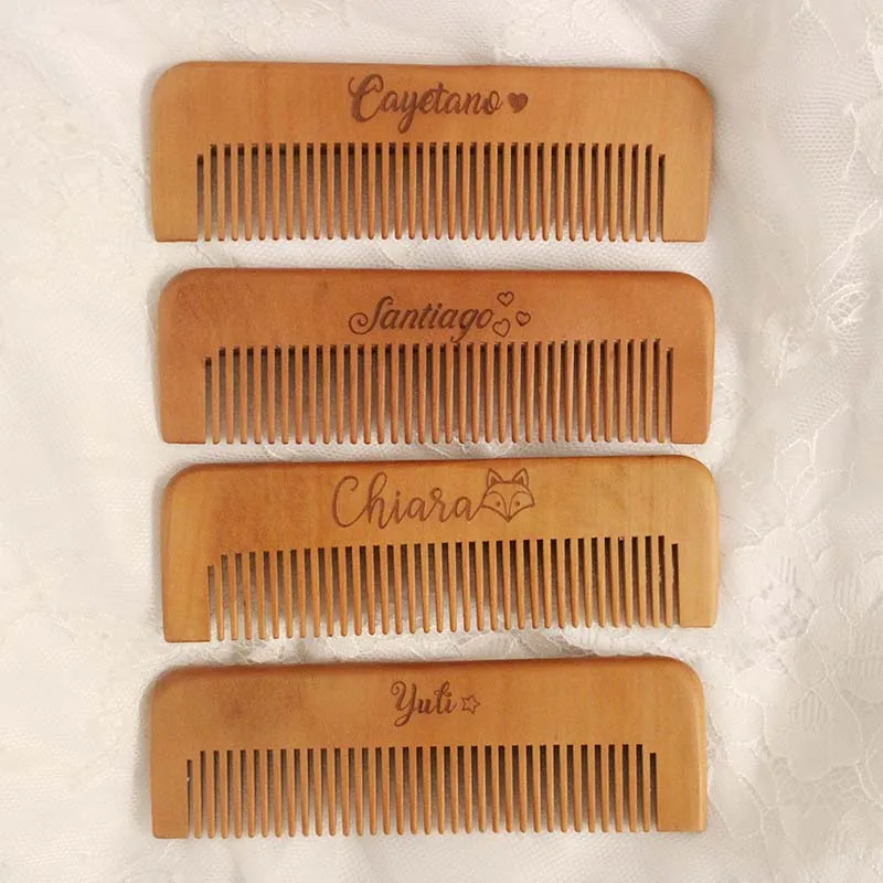Name Baby Bathing Comb Baby Care Hair Brush Pure Natural Wool Wood Comb Newborn Massager Shower and Registry Gift
