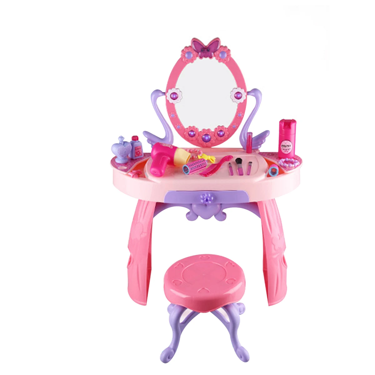 360 ° rotação de brinquedo para crianças, brinquedo de maquiagem para  crianças conjunto de maquiagem rosa de plástico de simulação de  cabeleireiro para meninas - AliExpress