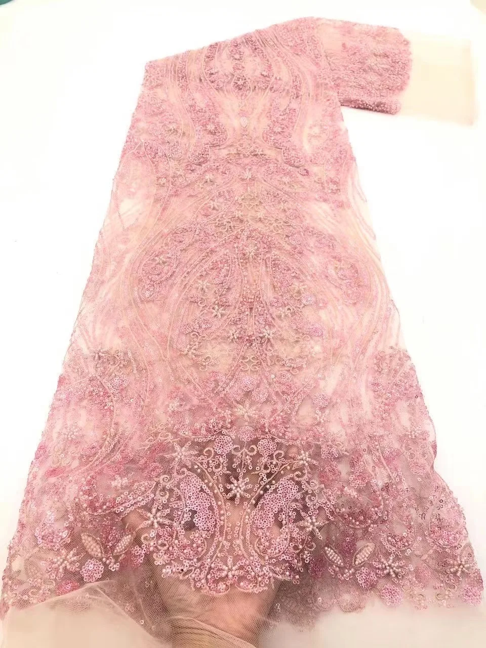 

Beautiful Handmade Tube Embroidery Fabric French Tulle African Lace Nigerian Lace Garment Fabric Dress Wedding D4523