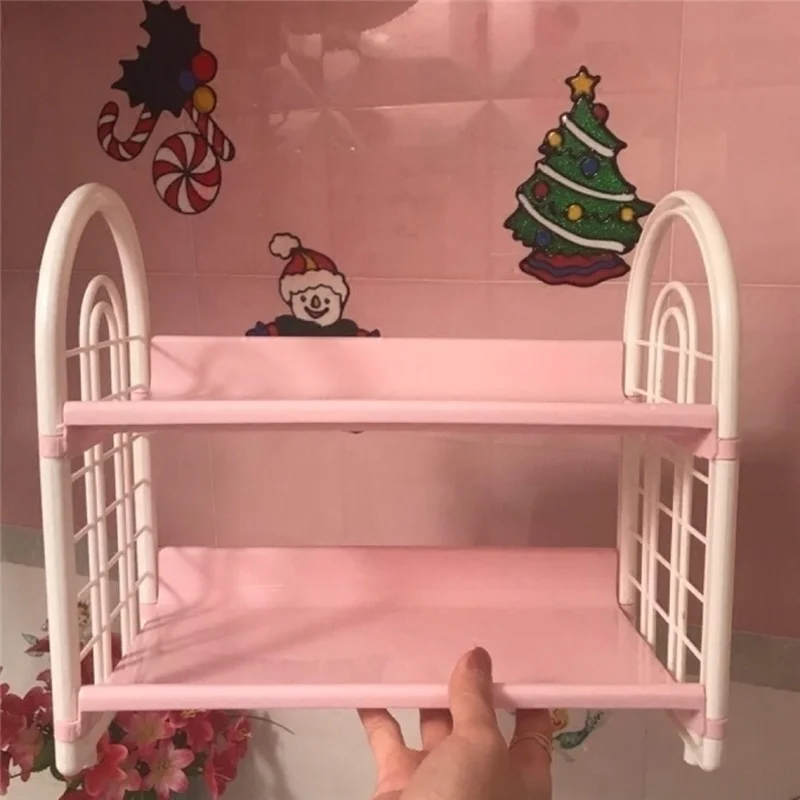 Girl heart desktop storage rack rack cosmetics storage finishing cute bathroom double storage box LB11131