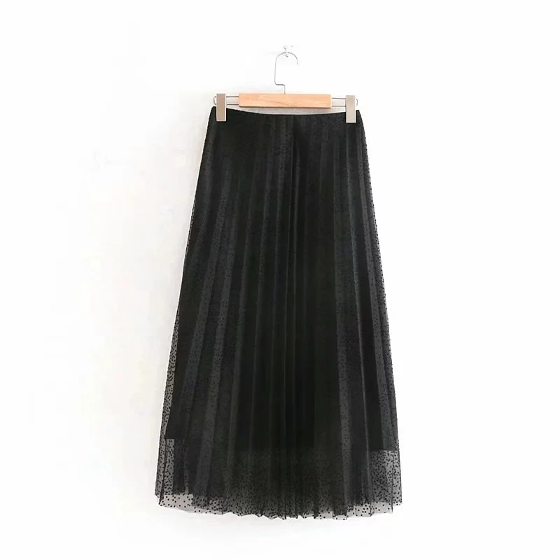 Увядший фон английский стиль элегантное газовое платье в горошек с вышивкой и изображением Плиссированные Миди юбка женская faldas mujer moda длинные юбки для женщин