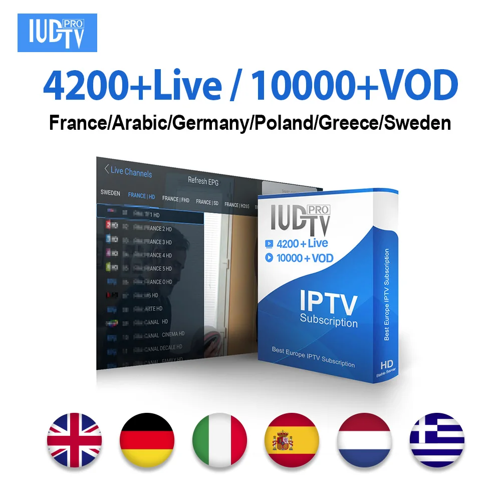 

IPTV Subscription Europe IPTV Sweden Germany 6 Months Code for Smart tv Mag Android Enigma2 Turkey Spain Italy France IPTV M3u