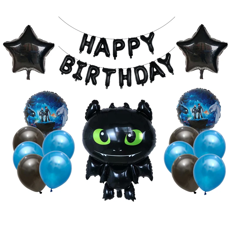 

1set How to Train Your Tooth Balloons Black Dragon Toothless Ball Ceremony Birthday Party Baby Boy Theme Hero Decoration Toys