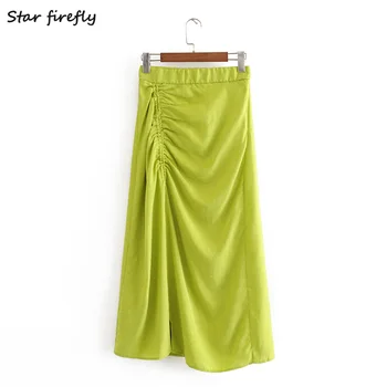 

Star firefly fashion Za skirt women 2020 spring new casual slim fresh simple high waist pleated skirt female