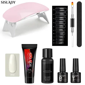 

Sislady Poly Gel Set Extention Gel Set Nail Polish Kit Nail Tip Uv Gel Slice Brush Quick Building For Nails Extension Hard Jelly