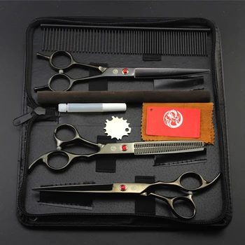 

Professional Pet Scissors Pet Grooming Scissors Set 7.0 inch Straight Curved Thinning Dog Hair Cutting Shears