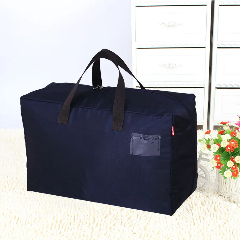 Dark Blue Карамельный цвет сумка для хранения из ткани Повседневное путешествия Чемодан Оксфорд хранение постельных принадлежностей Органайзер чехол на молнии чехол для Костюмы посылка сумка - Цвет: Dark Blue