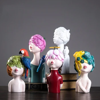 

Nordic Ins Fashion Resin Birds Girl Cute Angel Figurines Statue Home Accessories Desktop Ornament Crafts Wedding Gift Decoration