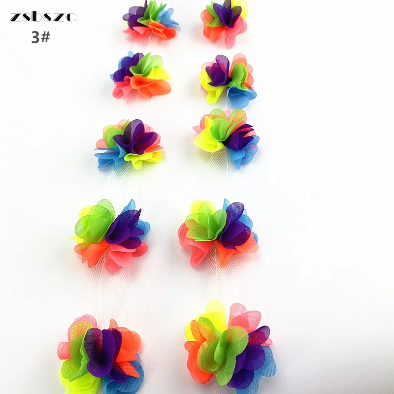 3D Chiffon Flowers 33 color 2 Yard 5cm Width lace trim flower lace ribbon decoration clothes accessories