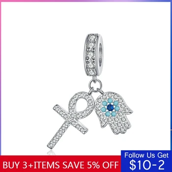 

CodeMonkey Guardian Hamsa Hand Pendant Charm for Bracelet Bangle 925 Sterling Silver Fatima Hand Guardian Jewelry for Women C084
