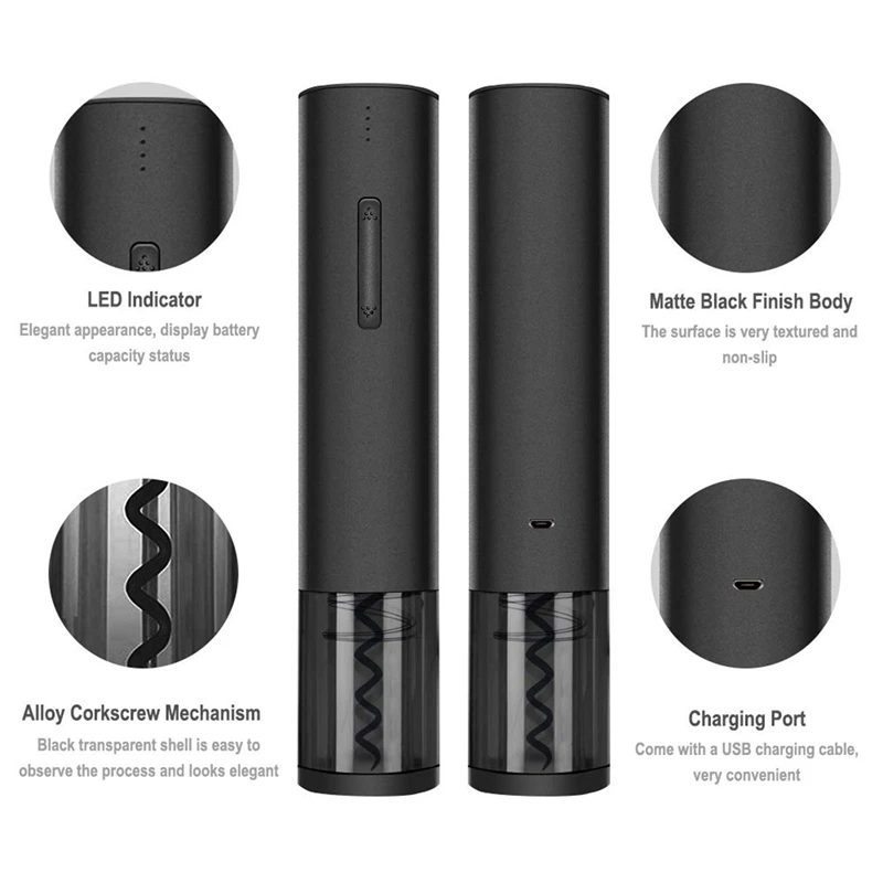 Электрический штопор для бутылок с фольга и usb-кабелем для зарядки, подходит для дома, США